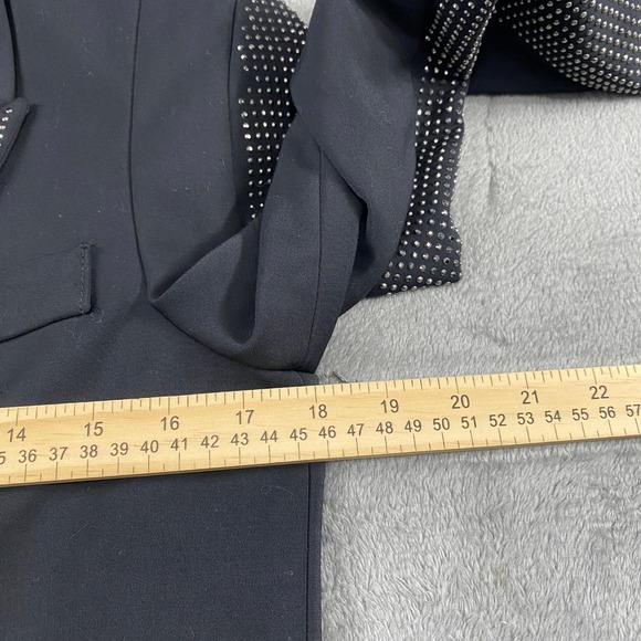 H&M Black Blazer Women's Size 4 Rhinestone Embellished‎ Lapel and Sleeves Party - Picture 11 of 14